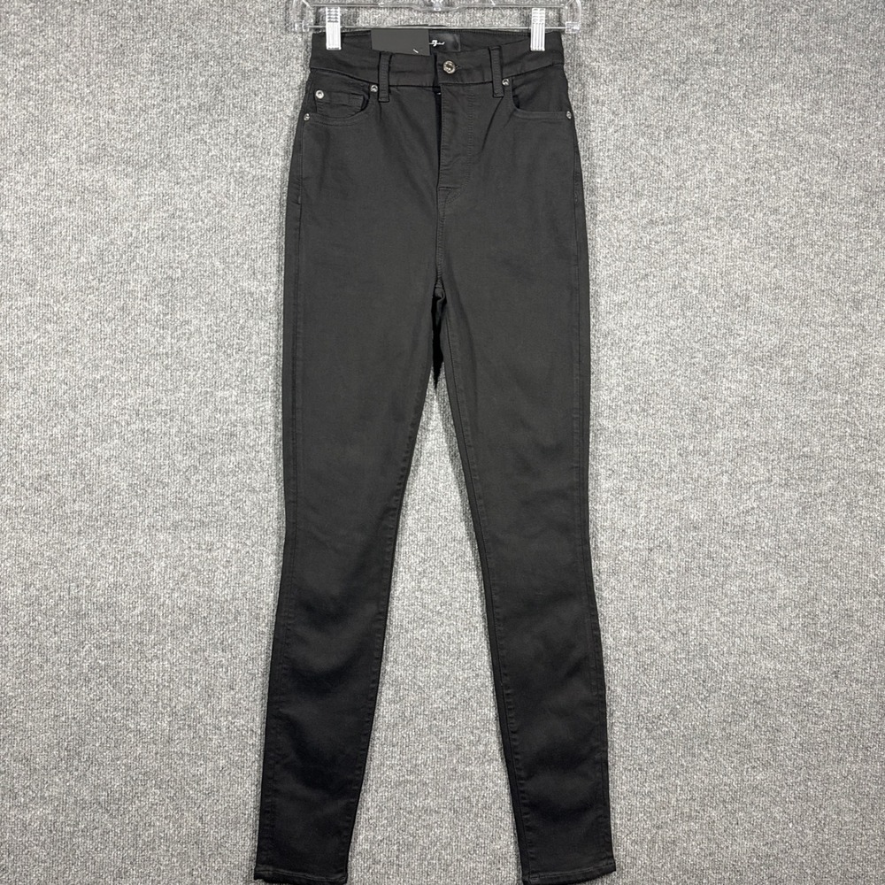 7 For All Mankind Jeans Womens W 23 High Rise Skinny Black Slim Illusion NWT